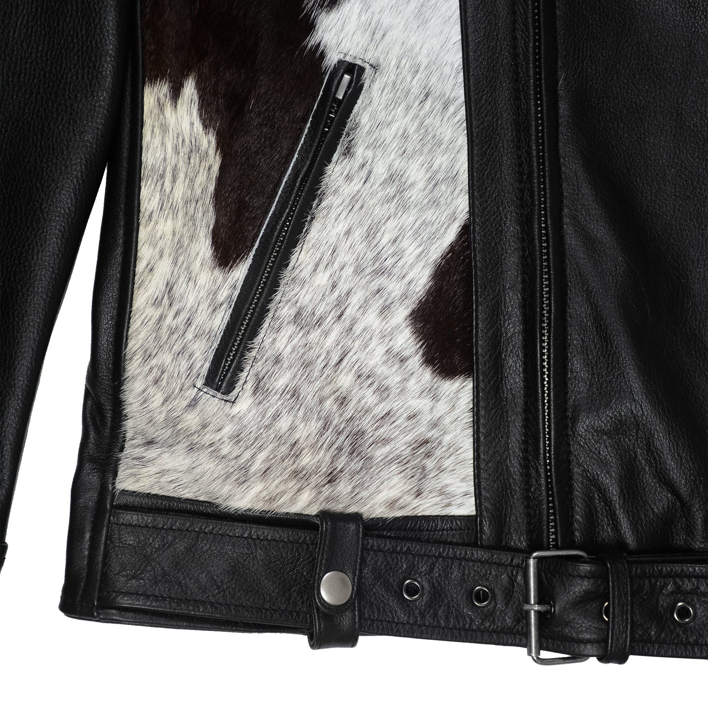Cowhide Moto Jacket with Hair-On Panels-2