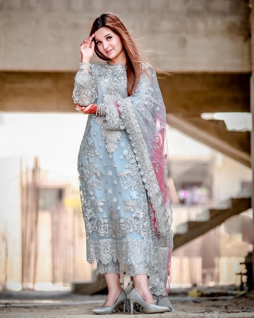 #01 LAAM Premium Embroidered Organza 3-Piece Unstitched Ladies Suit – Stone Work | Festive/Formal Wear SH