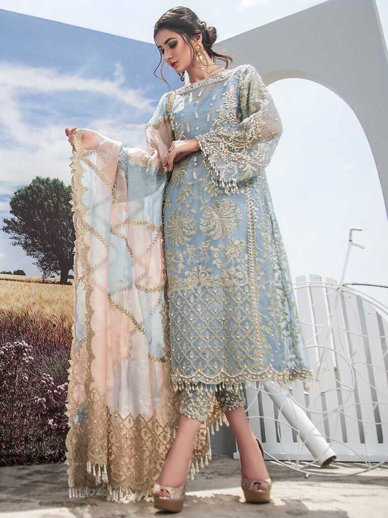 #06 Agha Noor Premium Embroidered Organza Ensemble SH