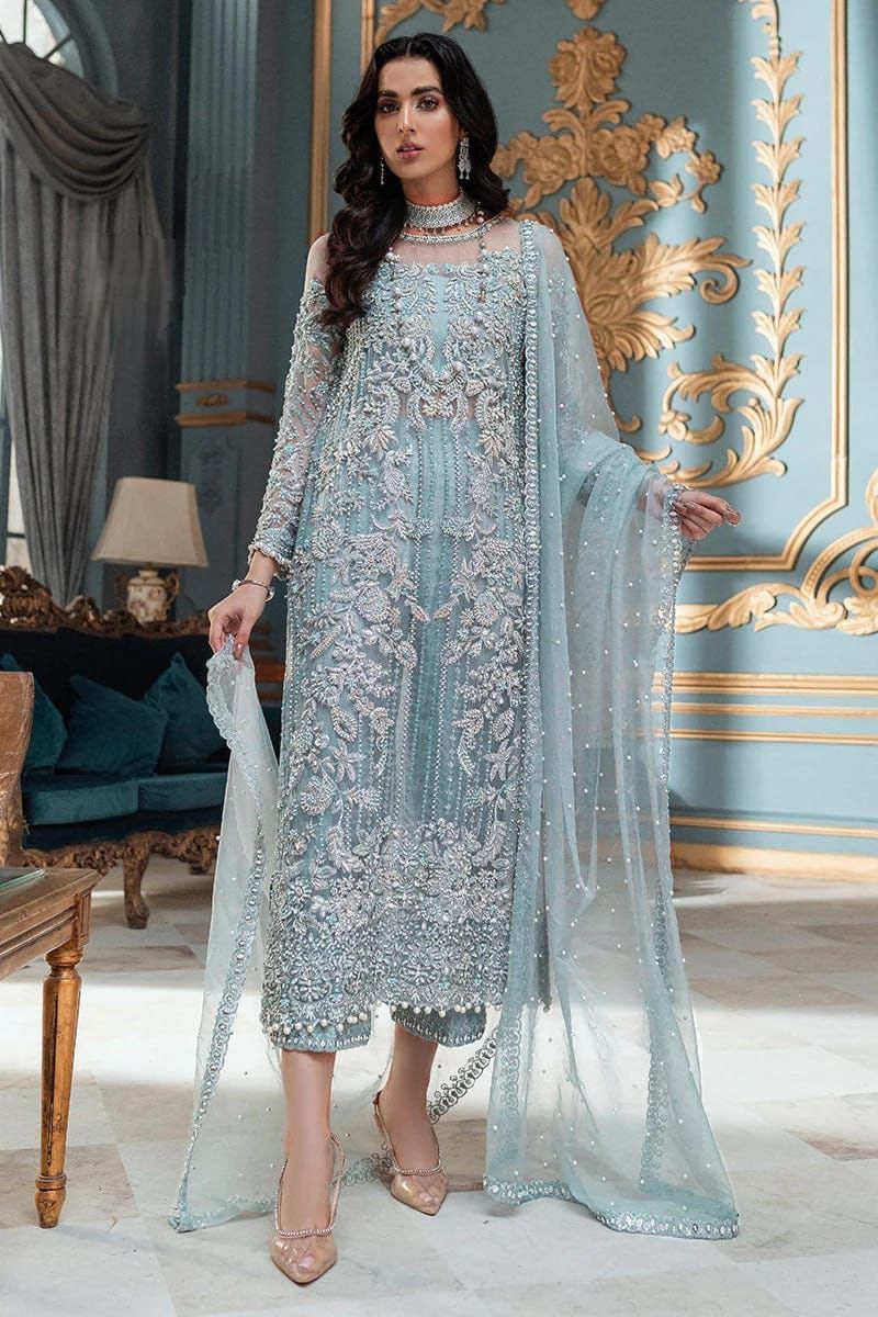 #07 LAAM Unstitched 3-Piece Luxury Net Ensemble with Embroidery & Sequins SH