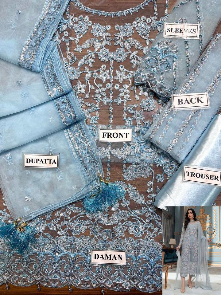 #07 LAAM Unstitched 3-Piece Luxury Net Ensemble with Embroidery & Sequins SH