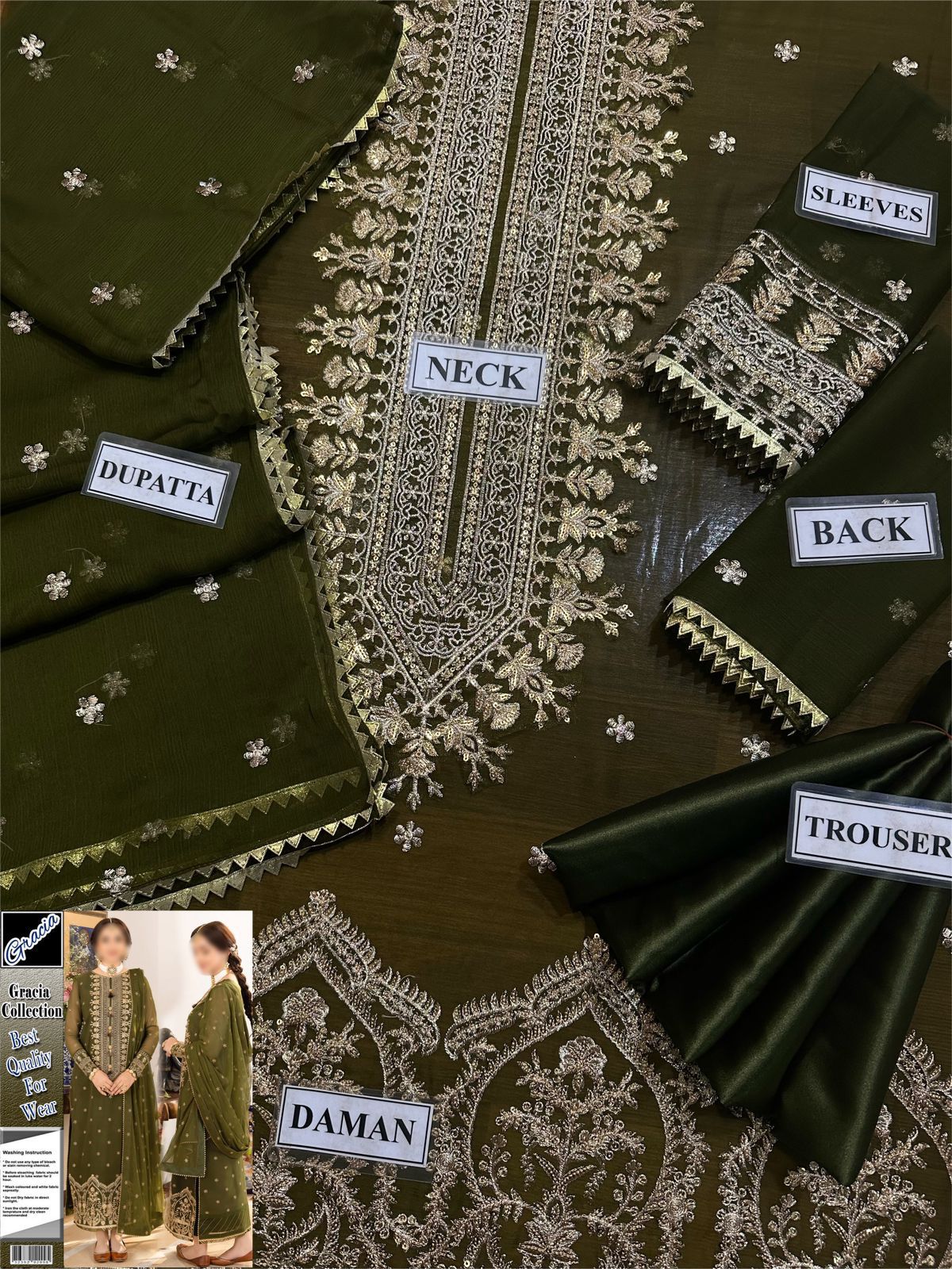 #196 Luxury Chiffon Suit Paired with Satin Silk TrousersLuxury Chiffon Suit Paired with Satin Silk Trousers NIN