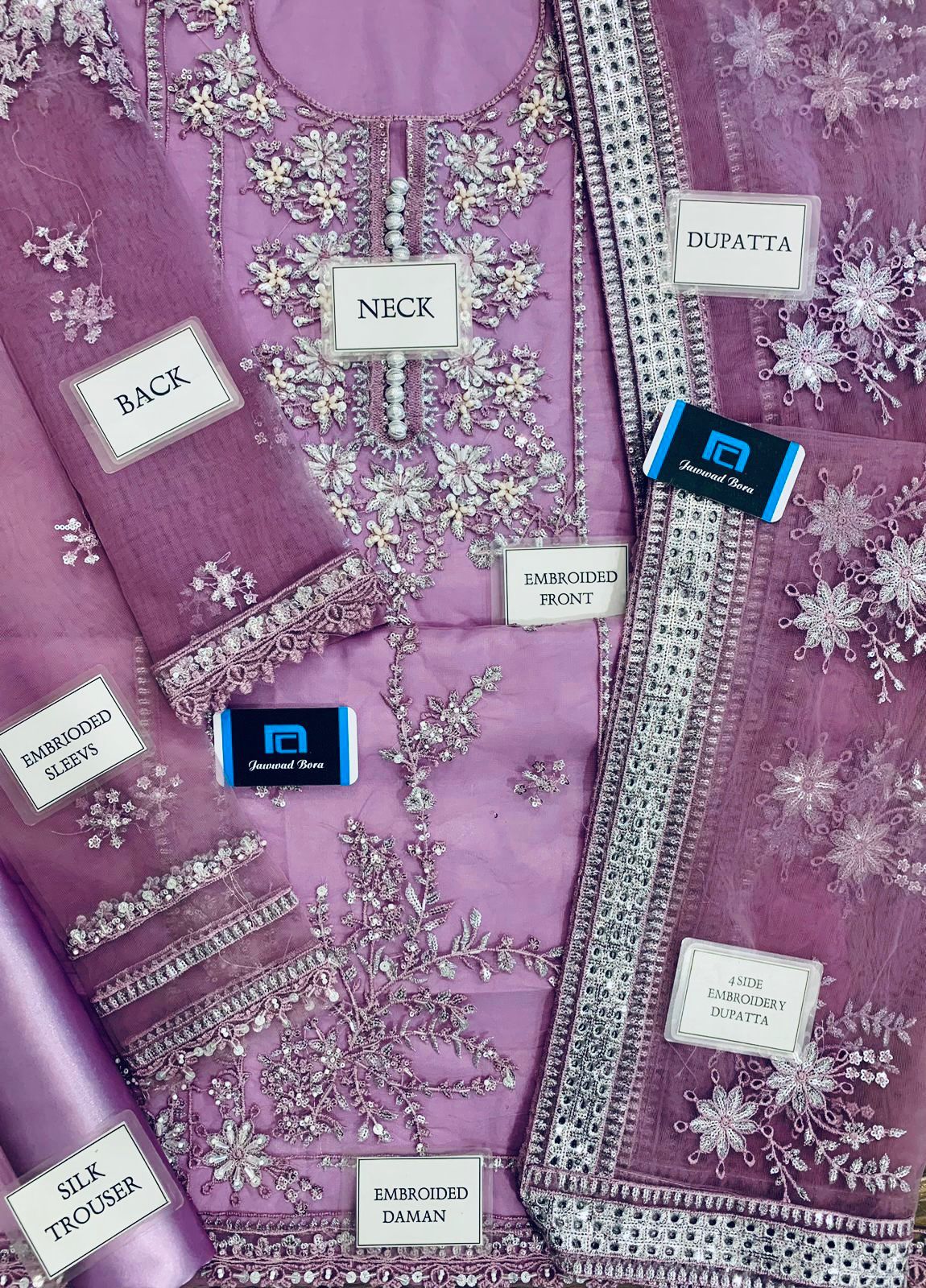#188 MUSHQ Indigo – Premium Unstitched Ensemble with Signature Prints & Embroidery" NIN