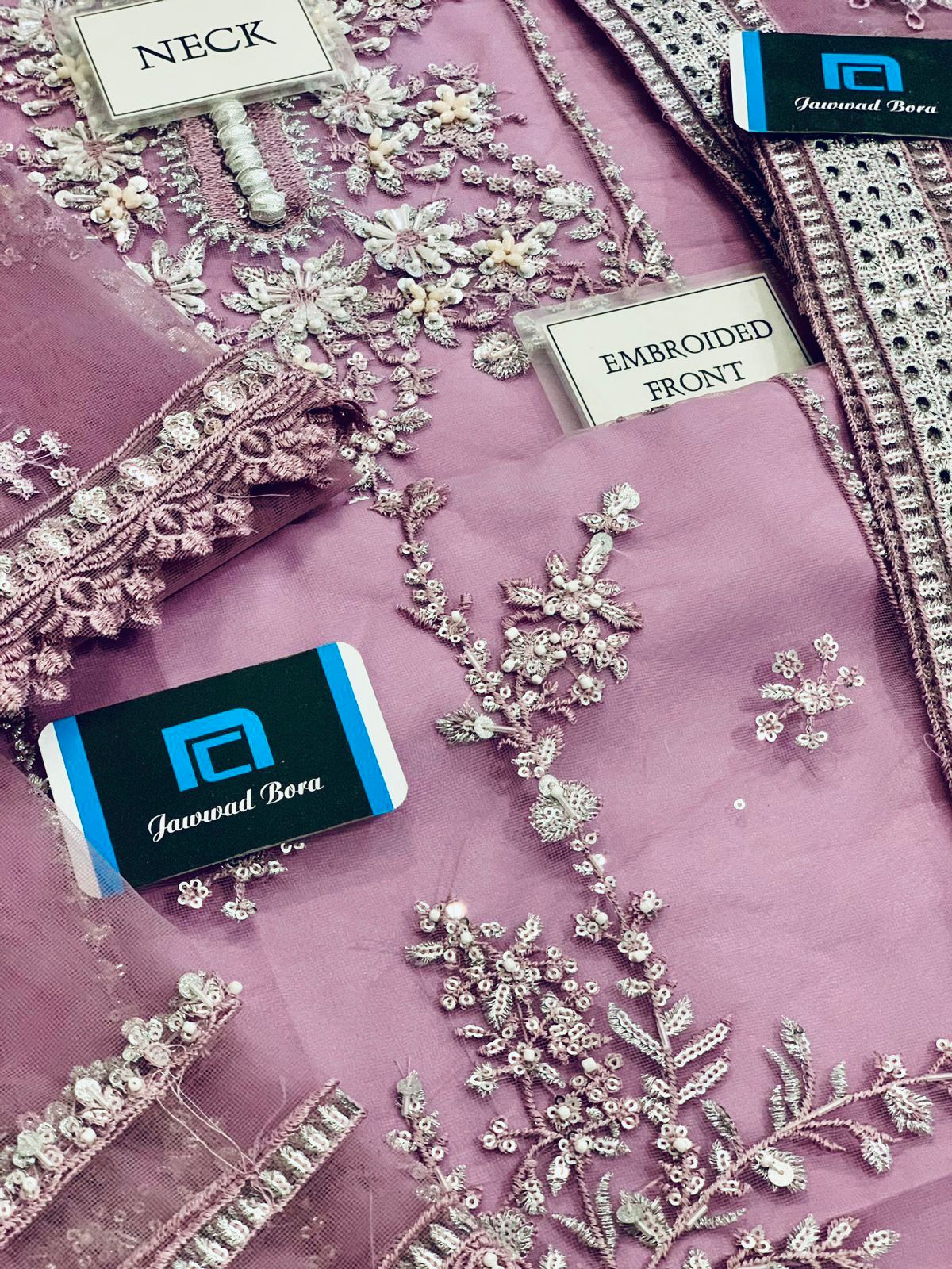 #188 MUSHQ Indigo – Premium Unstitched Ensemble with Signature Prints & Embroidery" NIN