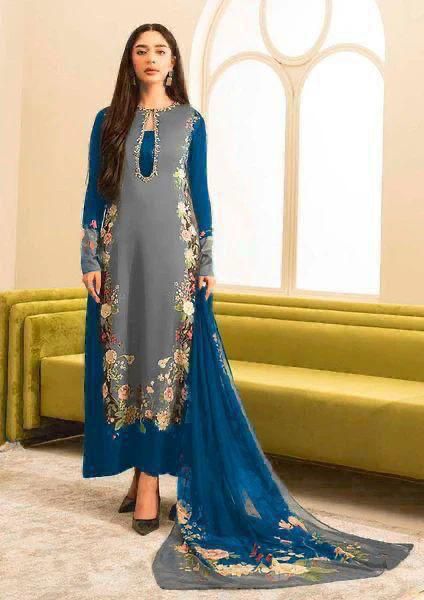#09 Elegant Shamooz Silk Printed Unstitched 3-Piece Suit – Luxe Fabric for Timeless Style SH