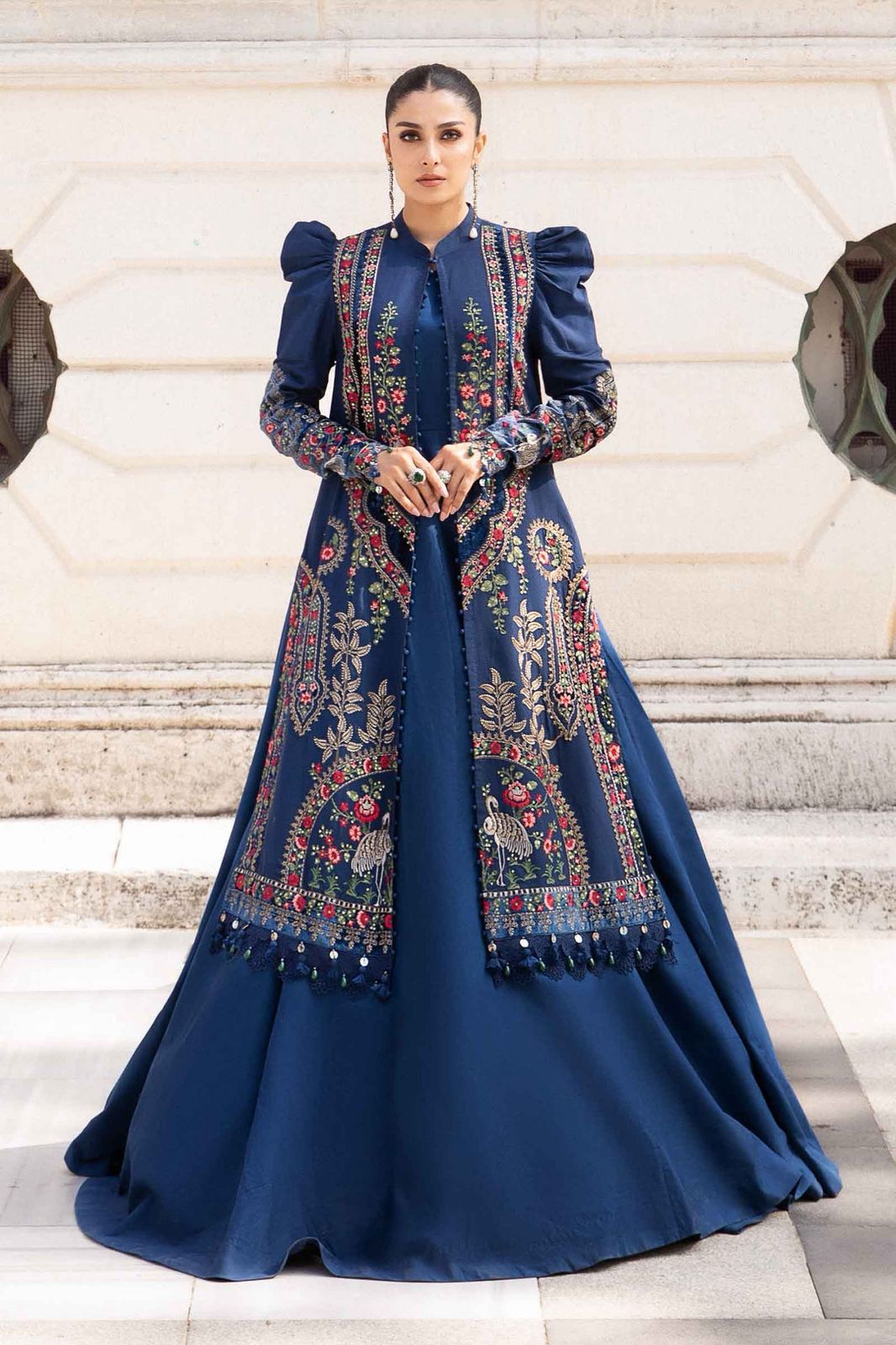 #5080 Luxury Pure Dhanak Embroidered Ensemble – With Shawl & Catalog Bag AB