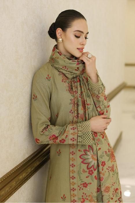 #5022 Elegant Pure Dhanak Embroidered Suit – With Shawl, Catalog & Bag AB