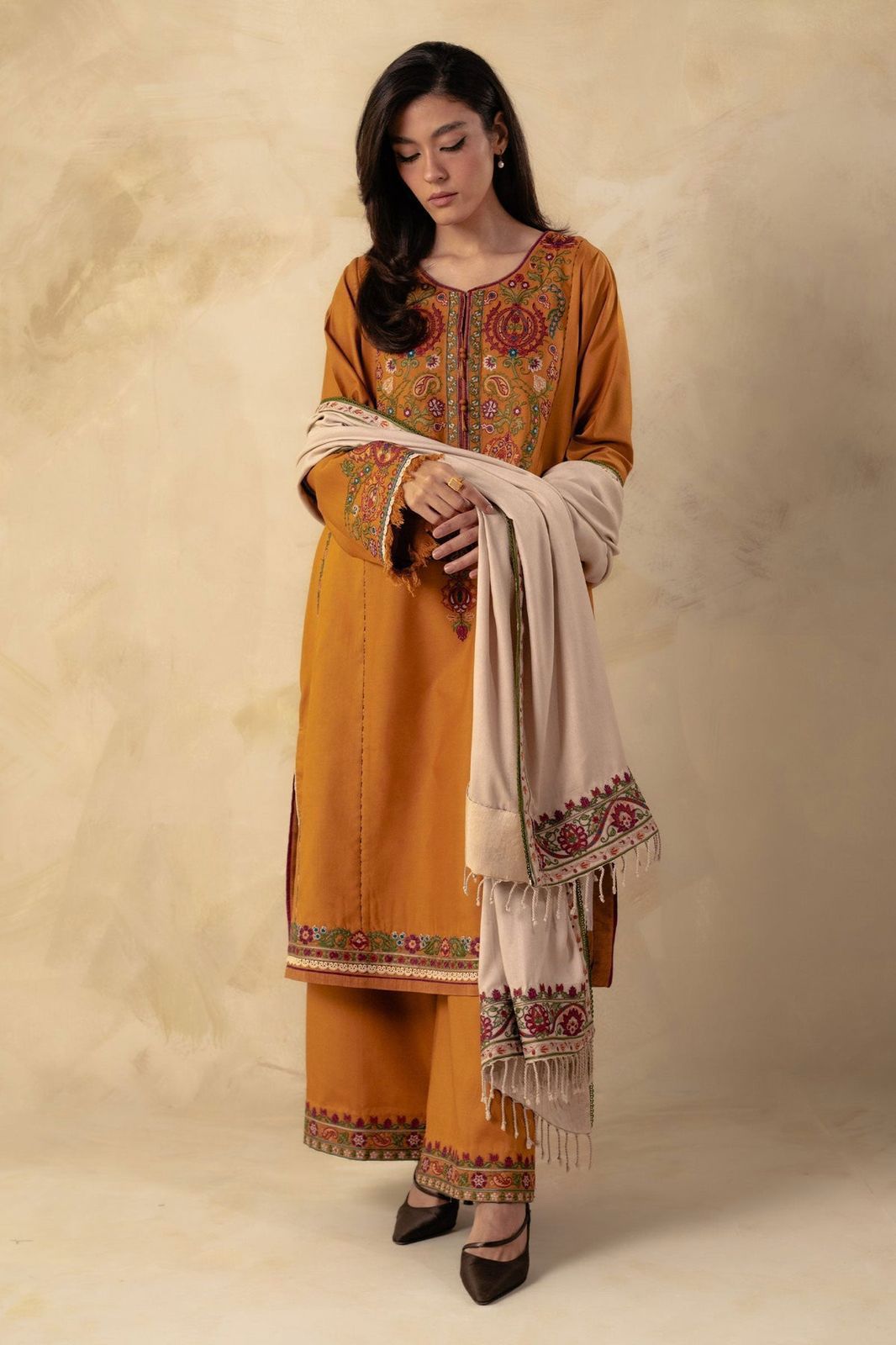 #5027 ✨ Premium Pure DHANAK Embroidered Ensemble – Luxury Edition ✨ AB