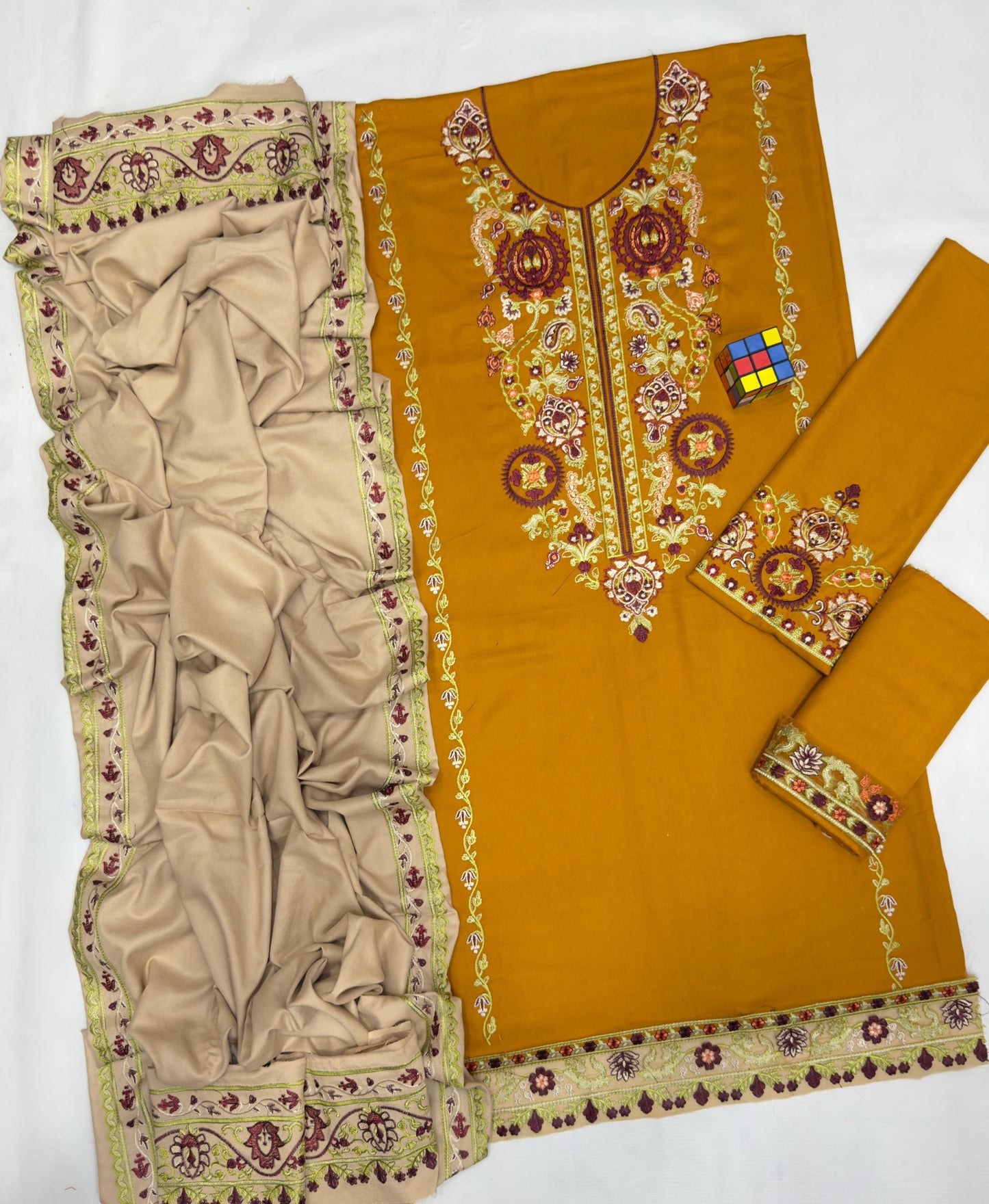 #5027 ✨ Premium Pure DHANAK Embroidered Ensemble – Luxury Edition ✨ AB