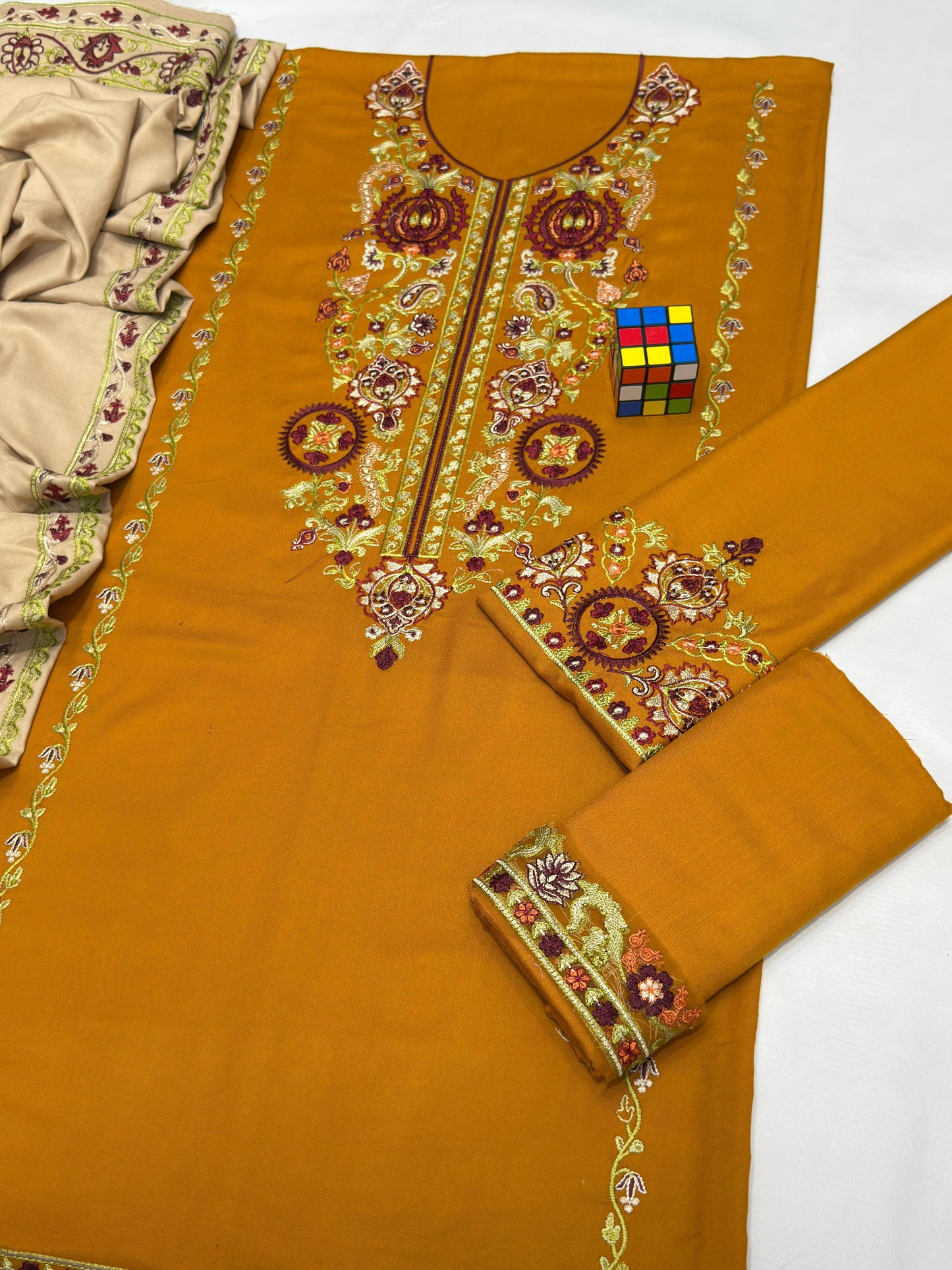 #5027 ✨ Premium Pure DHANAK Embroidered Ensemble – Luxury Edition ✨ AB