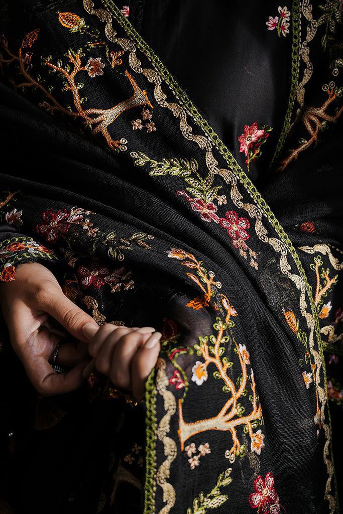 #5037 Title: Best Quality DHANAK | Heavy Embroidered Suit with Shawl & Bag AB
