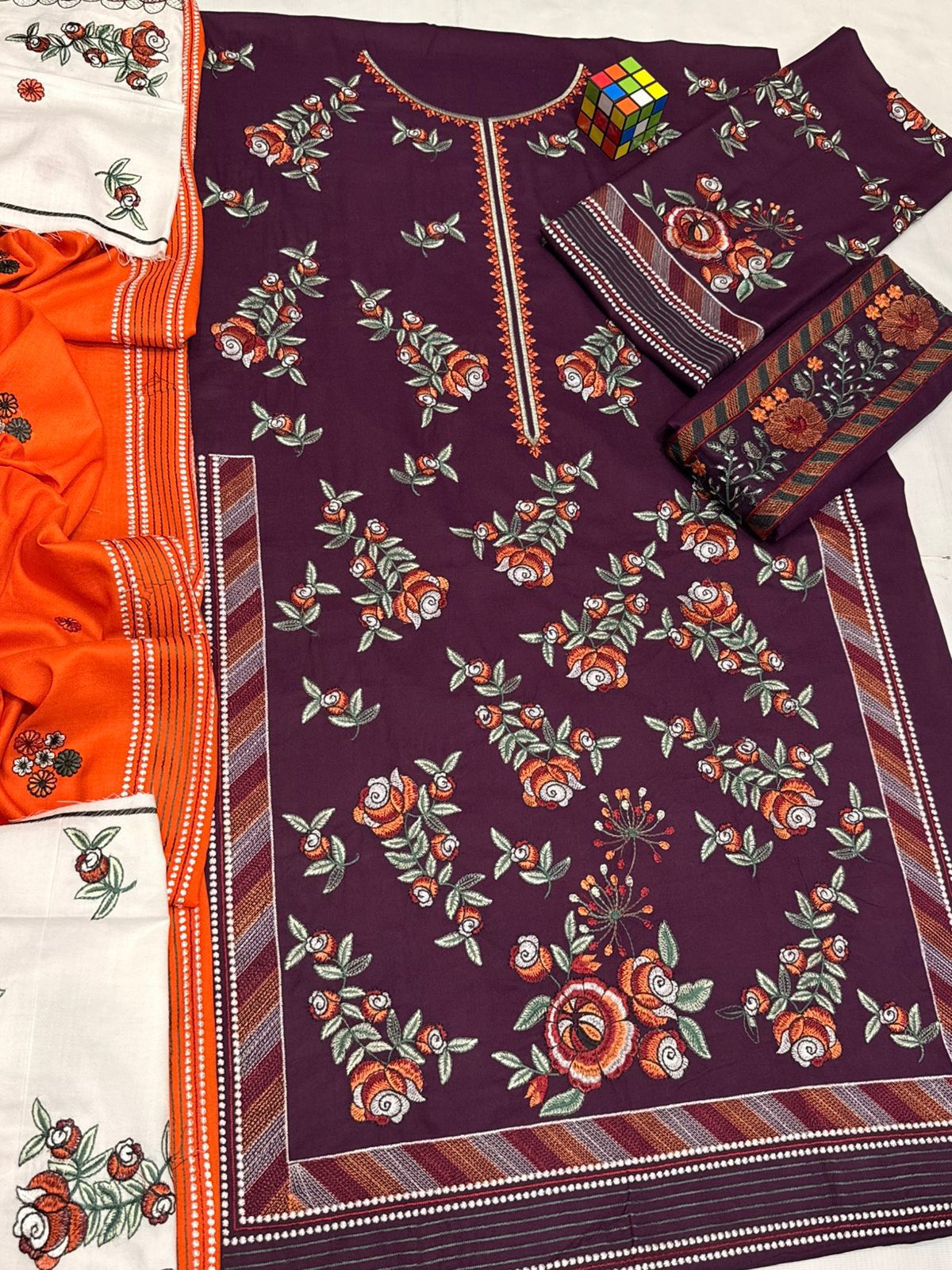 # 5067 π Premium Dhanak Embroidered 3-Piece Suit | Winter Luxury Collection π― AB