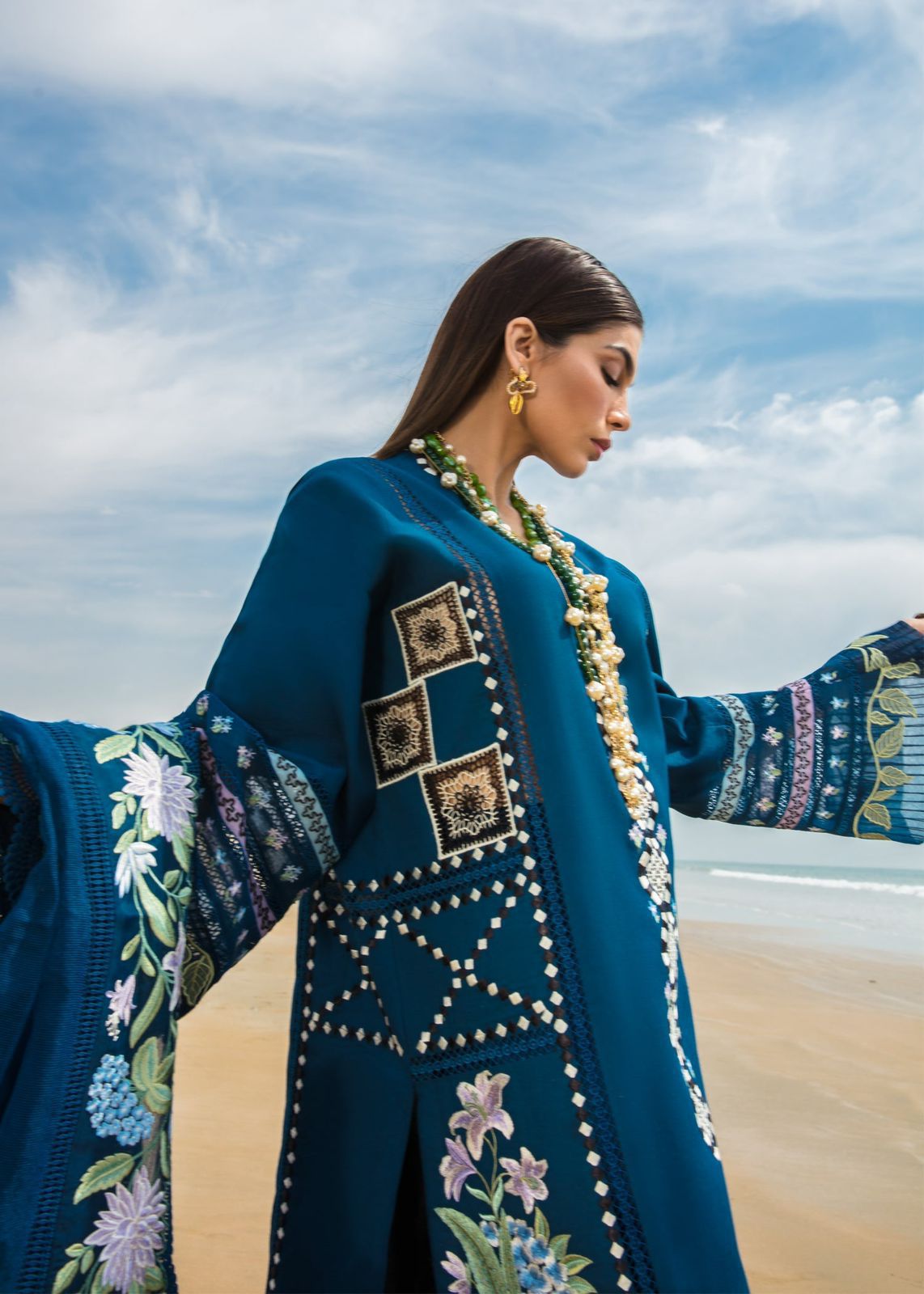#5014. Luxury 3 Piece Pure Wool Dhanak Suit | Full Heavy Embroidered with Dhanak Shawl AB