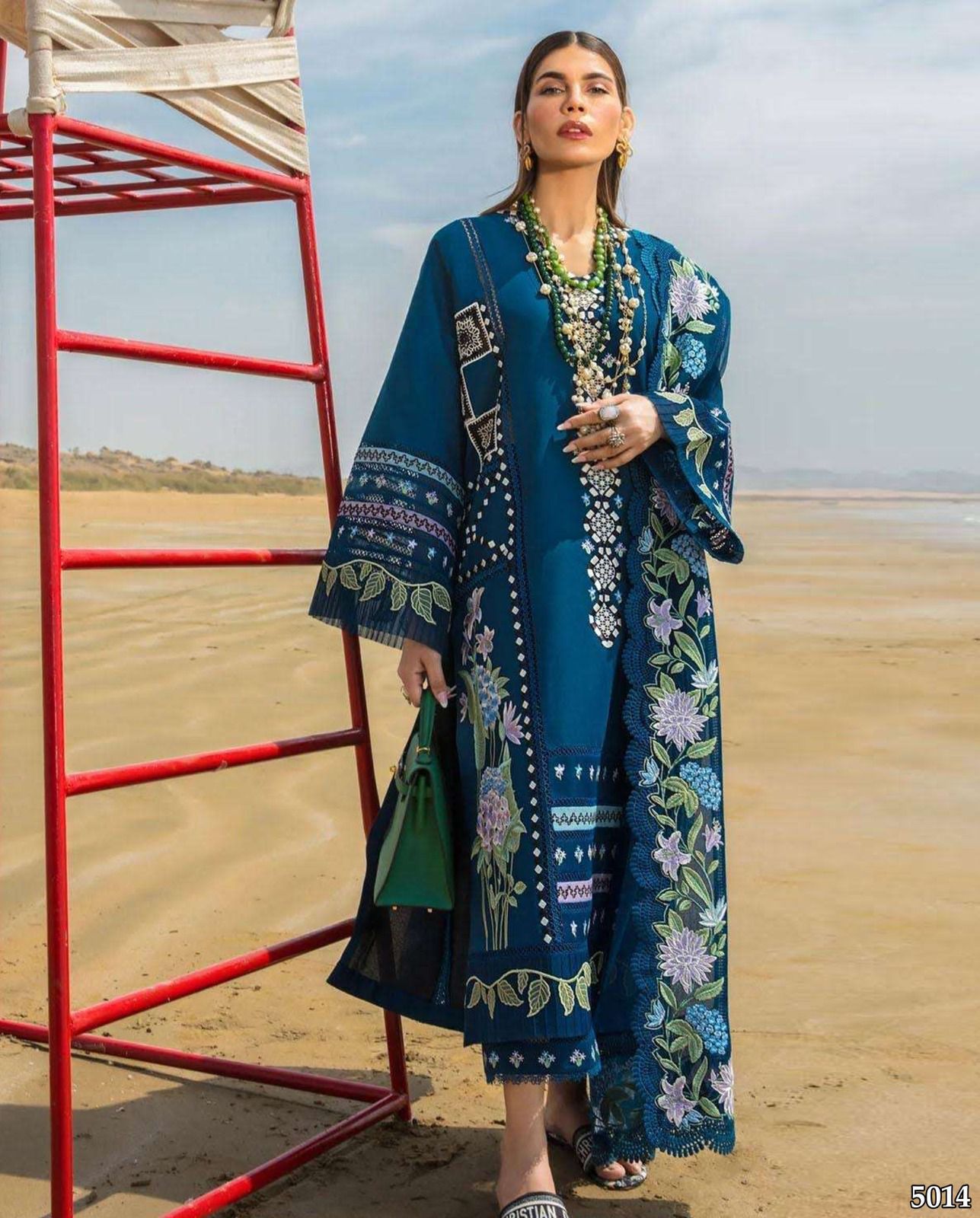 #5014. Luxury 3 Piece Pure Wool Dhanak Suit | Full Heavy Embroidered with Dhanak Shawl AB