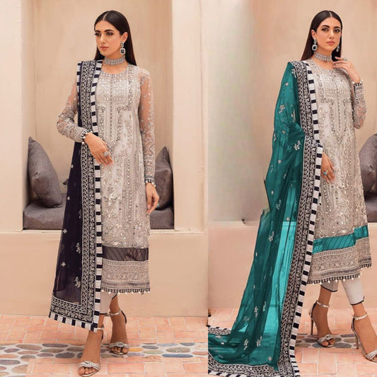 #02  Gulaal Organza Embroidered Ladies Dress – Unstitched Formal Wear for Women  SH