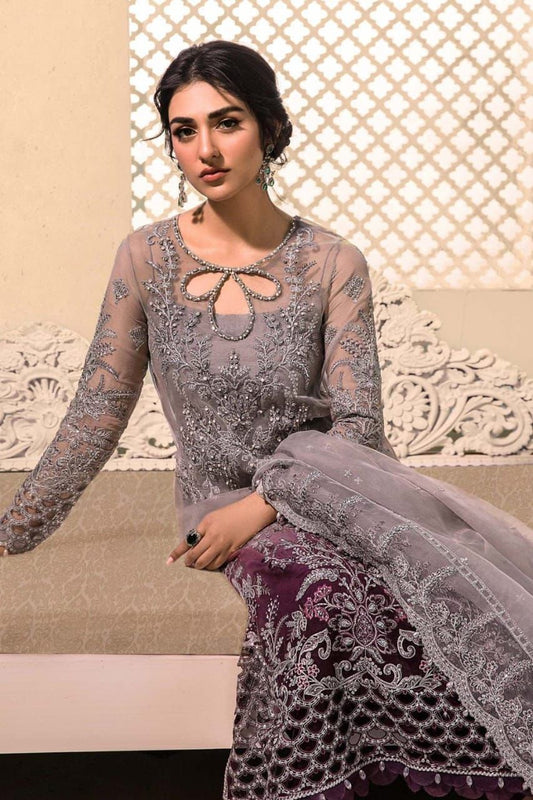 #08  MARIA.B Luxury Formal Organza – Embroidered & Hand-Embellished 3PC"  SH