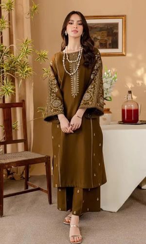 #7037  Two-Piece Premium Dhanak Suit – Elegance Woven in Luxury  NIN