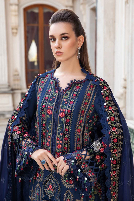 #5080  Luxury Pure Dhanak Embroidered Ensemble – With Shawl & Catalog Bag AB